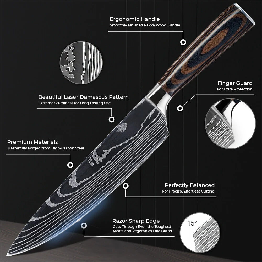 Majesty Series — Laser Damascus Knife Set
