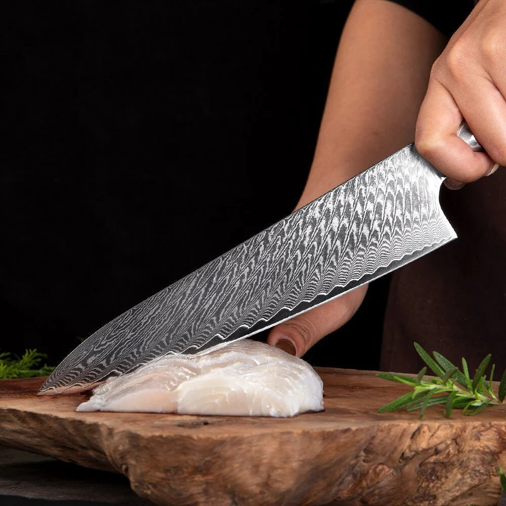 Tidal Red 8pc Damascus Knife Set