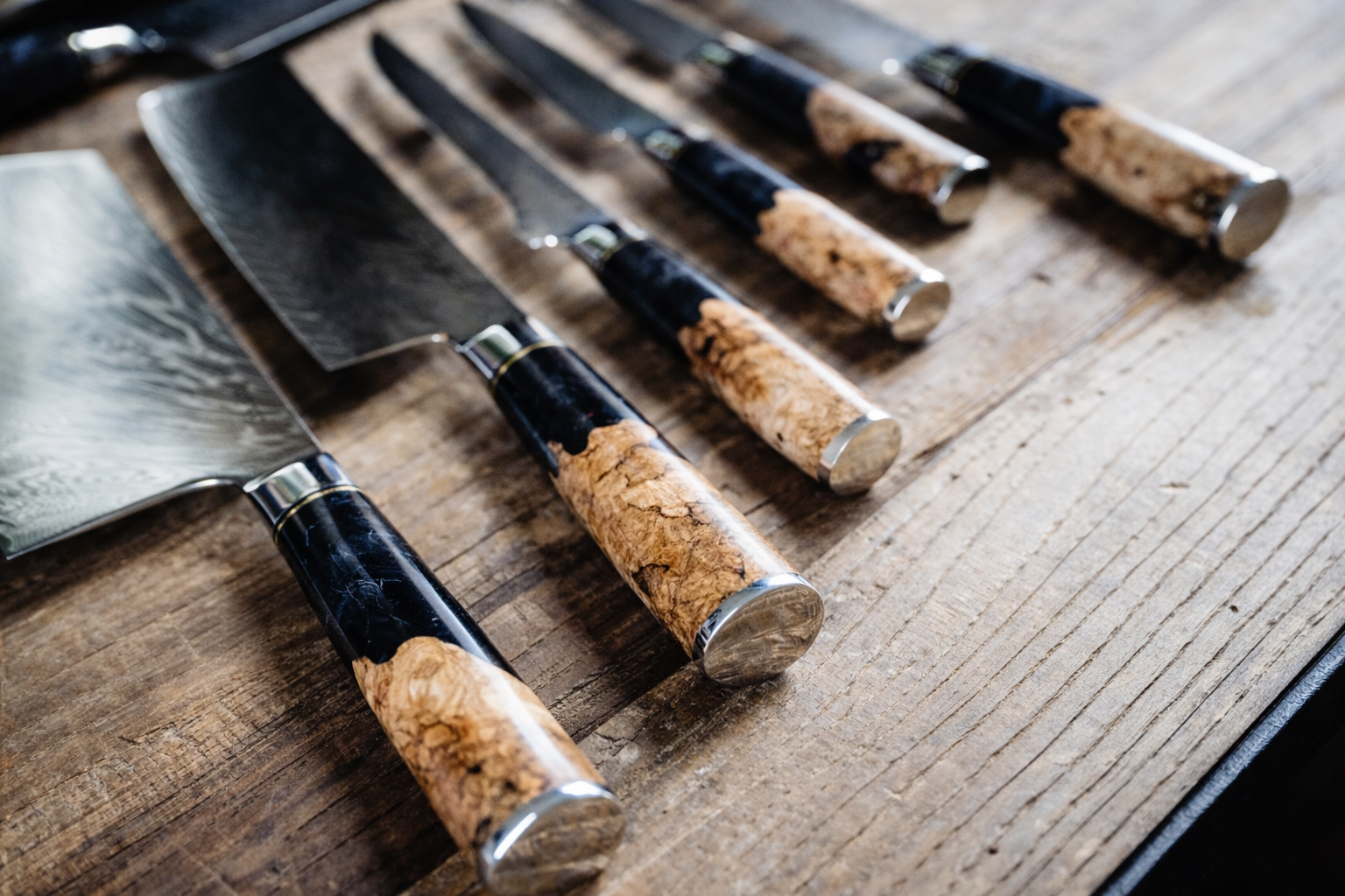 Tidal Black Engraved 8pc Damascus Knife Set