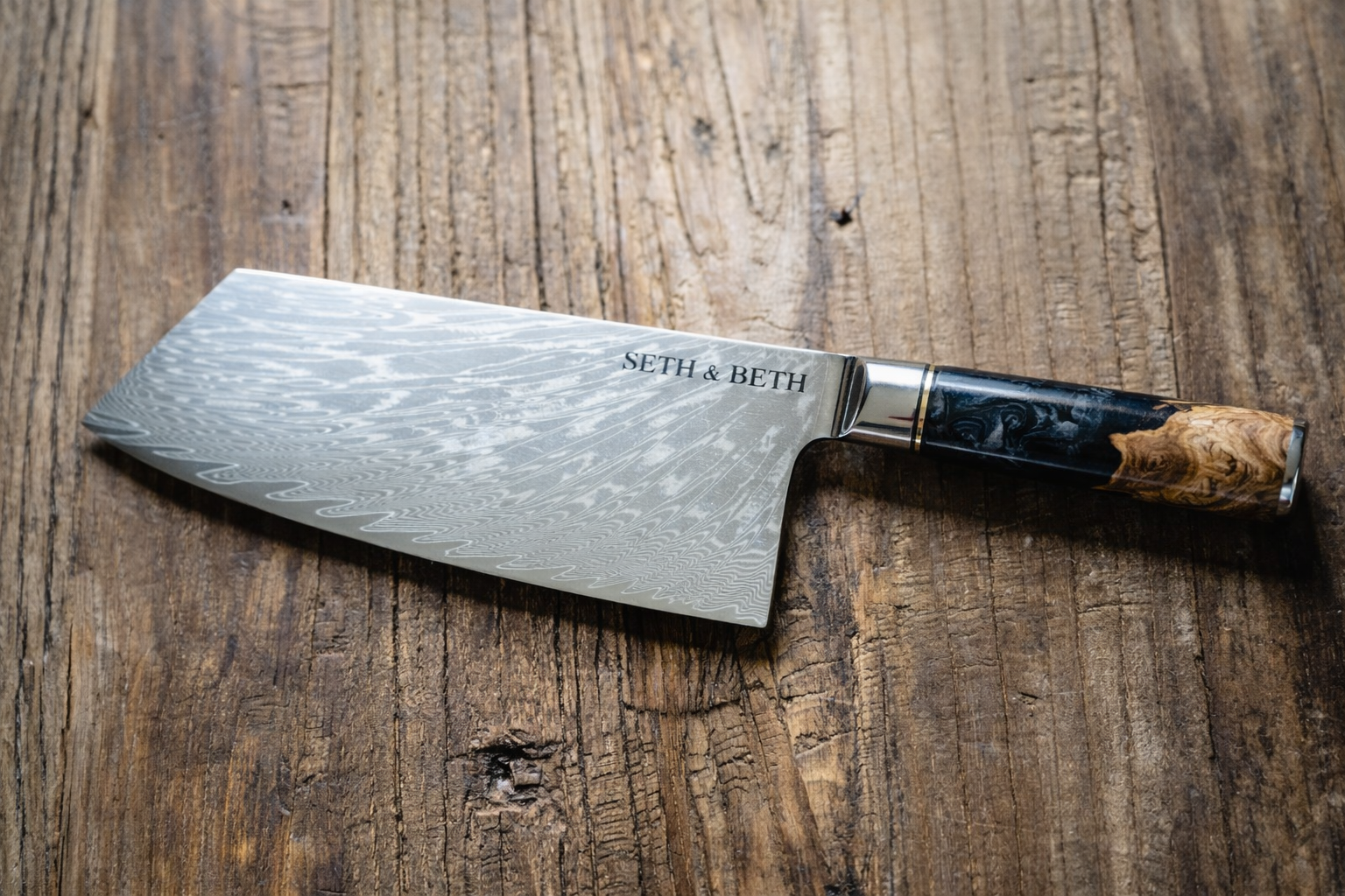 Tidal Black Engraved 8pc Damascus Knife Set
