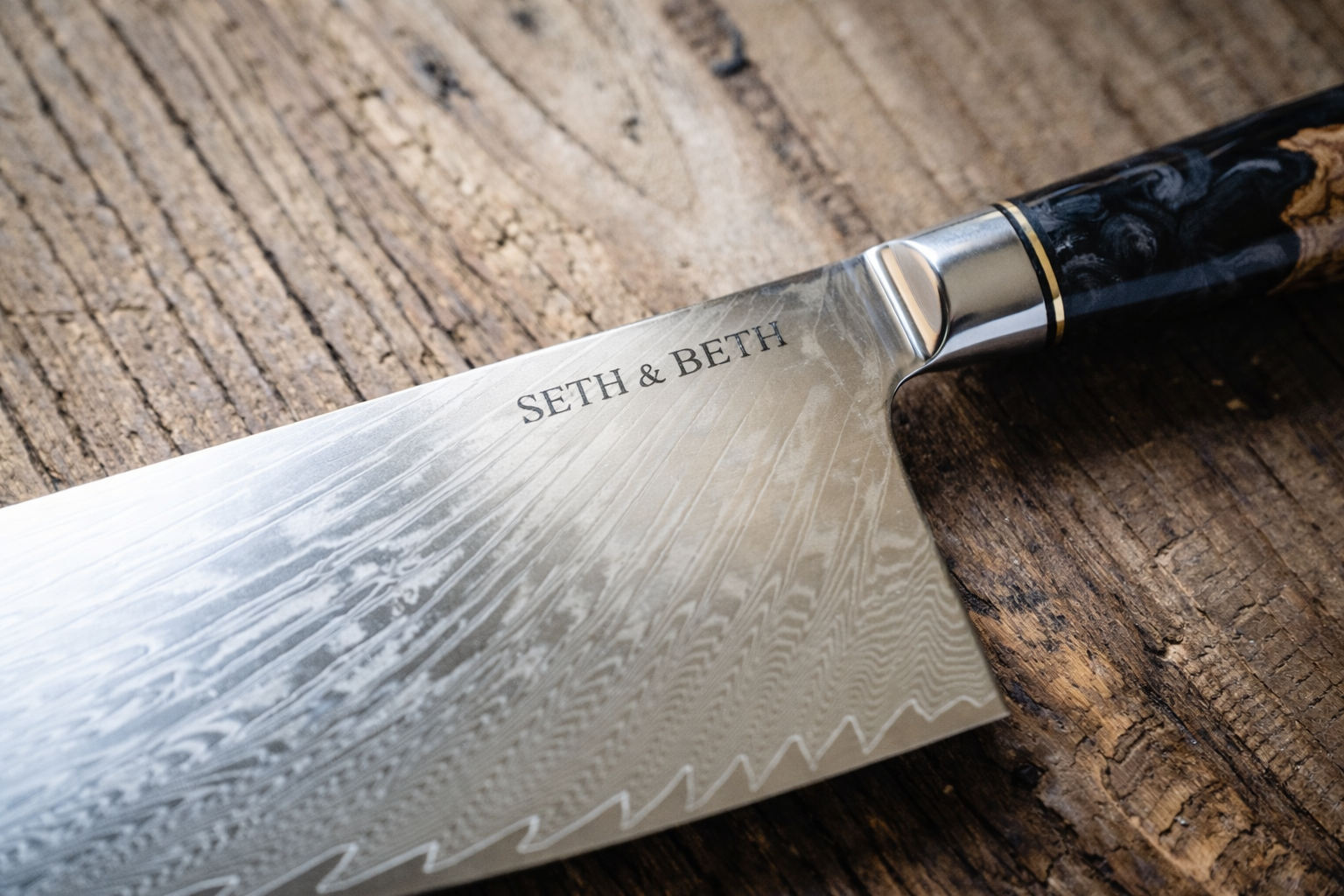 Tidal Black Engraved 8pc Damascus Knife Set