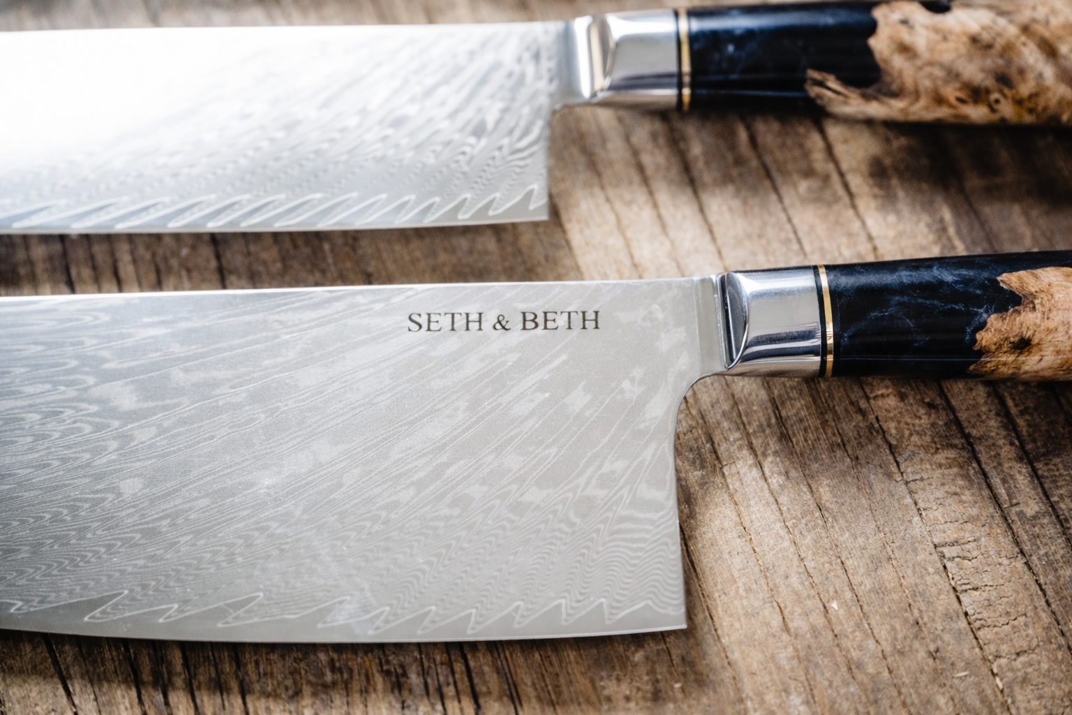 Tidal Black Engraved 8pc Damascus Knife Set